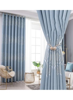 Buy Fabric Nation Blackout Curtains Silver Foil Print Thermal Insulated Room Darkening Curtains Grommet Curtains for Bedroom Living Room 100x250cm Baby Blue in UAE