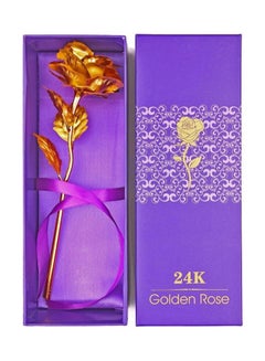 Buy 24K Golden Rose Foil Artificial Rose Plastic Long Stem Gold Dipped Plated Fake Flower in Luxurious Gift Box for Wedding Anniversary Birthday Mother’s Day and Special Occasions Gold in UAE