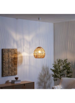 Buy Prescott E27 Rattan Pendant Lamp Dia39x37.5cm - Brown in UAE