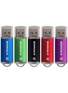 Buy Flash Drive 5 Pack 32Gb Usb 2.0 Flash Drives Thumb Drive Memory Stick Pen Drive With Led Indicator (Blue Green Black Red Purple) in UAE