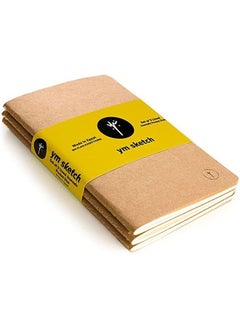 اشتري YM Sketch Notebook Journal , Soft cover , Pocket size (9 x 14 cm) Ruled/lined , kraft Brown , 64 pages (Set of 3) thread stitched في مصر