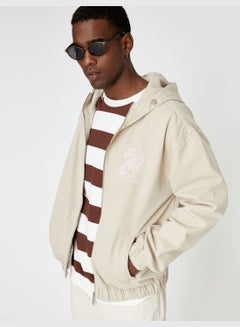 Buy Hooded Denim Jacket Zipper Detailed in UAE