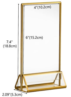 Buy Acrylic Gold Sign Holder, 5x7Gold Acrylic Picture Frames Clear Double Sided Menu Holder for Wedding Table Number 6 Pack in Saudi Arabia