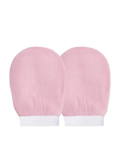 Buy Korean loofah for cleaning the skin and exfoliating the skin, viscose shower glove for making Moroccan bath at home, pink color-2pcs in Saudi Arabia