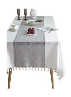 Buy Rectangular Tablecloth, Cotton linen Tablecloth Wrinkle-Resistant Tablecloth, Soft Fabric Tablecloth With Tassels, Suitable for Kitchen Dining Room Outdoor Party 140CM×180CM , 4-6 Seats in UAE