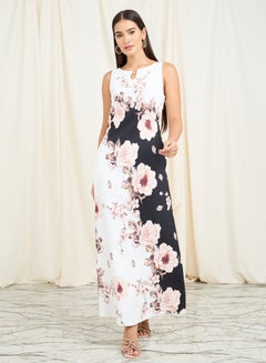 Buy Floral Print Sleeveless Shift Maxi Dress in Saudi Arabia
