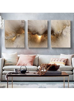 Buy Canvas Wall Art for Living Room, Abstract Golden Cloud Paintings Artwork Wall Decor for Office Bedroom, Set of 3 framed Canvas Wall Arts in Saudi Arabia