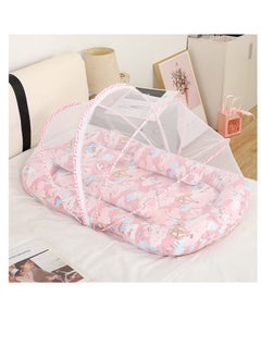 اشتري Portable Bed with Mosquito net and Pillow, Breathable Baby Sleep Pod Newborn Baby Bassinet Bed, Perfect for Traveling and Napping Pink في السعودية