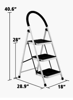 Buy 3-Step Folding Step Ladder Black/White. in Saudi Arabia