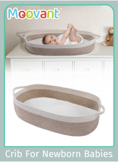 Buy Baby Changing Basket, Foldable Portable Child Sleeping Basket, Cotton Rope Changing Table Topper Waterproof Storage Basket in Saudi Arabia