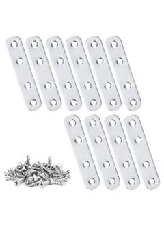 Buy Flat Straight Brace Brackets with Screws, 10pcs Stainless Steel Mending Repair Plate for Shelf Supports Fixing Wood Furniture Chair Table Cabinet Bed (93x19mm) in UAE