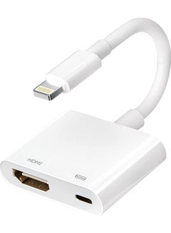 اشتري [Apple MFi Certified] Lightning to HDMI Digital AV Adapter for iPhone，1080P Digital Sync Screen Converter Charging Port for iPhone/iPad 1080P HDMI Converter for HD TV/Projector/Monitor,Support All iOS في الامارات