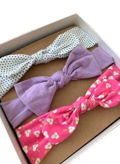 Buy The Girl Cap Elastic Baby Headband Stretchable Cotton Assorted Hairbands Hair Accessories for Baby - Multicolor - 3PCS in UAE