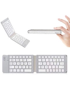Buy White Foldable wireless keyboard portable Folding Rechargeable Pocket Size Slim Lightweight compatible with Iphone12 Pro Max/Tablet/SmartPhone/Smart TV/PC/Tablet(Android/iOS/Windows) in UAE