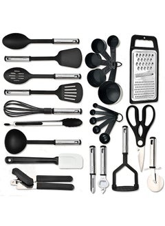 Buy 25pc Kitchen Utensils Set - Nylon & Stainless Steel Cooking Utensils Set - Non-Stick Kitchen Utensils with Spatula Kitchen Tools Set in UAE