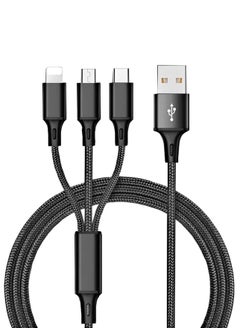 Buy 3 in 1 USB Quick And Fast Charging Multiple Cables iphone android type-C 120cm Black in Saudi Arabia