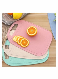 Buy Mini Kitchen Cutting Board Mats Small Fruit Cutting Board Wheat Straw Plastic Cutting Boards, Juice Grooves, Thicker Boards Easy Grip Handle, Non Porous(13 Inch x 8.5 Inch) 3 Pack in UAE
