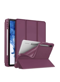 اشتري Case for Samsung Galaxy Tab S9+ Plus 12.4 Inch with S Pen Holder, Soft TPU Tri-Fold Stand Protective Tablet Cover, Support S Pen Charging, Auto Wake/Sleep في مصر