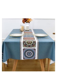 Buy Blue Vinyl Tablecloths for Rectangle Tables, Waterproof Tablecloth Plastic-PVC Table Cover Waterproof Table Clothes for 6 Foot Rectangle Tables 55 x 70 Inch, 4-6 Seats, Blue in Saudi Arabia