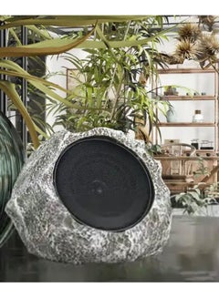 Buy Solar Wireless Bluetooth Speaker Audio Outdoor Garden Villa Waterproof Simulation Stone Lawn Stone Rock Speakers High Fidelity Stereo Portable Subwoofer, White in UAE