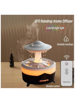 Buy 3 in 1 Rain Cloud Humidifier Oil Diffuser Water drip Aroma Essential Diffuser 350ml Night Light Water Drop Sound for Sleeping Relaxing(Black) in Saudi Arabia