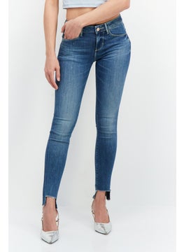 Buy Women Skinny Fit Mid Waist Stretchable Denim Jean, Blue in UAE