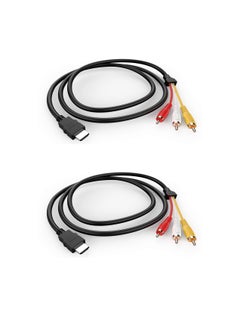 اشتري 2pcs Compatible HDMI to RCA Transmitter HDMI to RCA Cable, 5ft HDMI Male to 3RCA Adapter AV Composite Connector Cable TV HDTV DVD Cable Cord Universal HDMI to RCA Adapte for TV HDTV DVD في الامارات