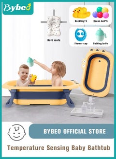 Buy 13 PCS Baby Bath Tub Foldable Bathtub + Bathmat Cushion + Shower Cap + Washing Hair Shower Shampoo Cup *1 + Duckling toys *4 + Ocean Balls *5 in UAE