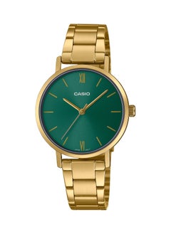 Buy Casio Water Resistant Analog Quartz Gold Stainless Steel Green Dial - LTP-VT02G-3AUDF - 30mm in UAE