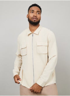 Buy Linen Viscose Oversized Shirt with Utility Pocket in Saudi Arabia