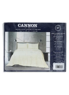 Buy 4-Piece Premium Quality T300 Cotton Jacquard Flat Sheet Set Cream King 10 x 30 x 25 cm CN K4PCT300-CRMD in Saudi Arabia