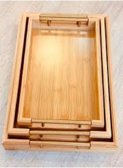 Buy A set of waterproof bamboo wooden trays in 3 different sizes in Saudi Arabia