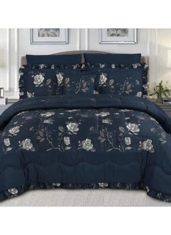 Buy HOURS Floral Comforter Set 7 Pieces, King Size, Viola-03 in Saudi Arabia