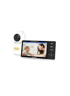 اشتري هلو بيبي جهاز مراقبة اطفال فيديو HD 720P 5.5 انش  جهاز تحكم عن بعد بخاصية الامالة والتكبير مع كاميرا وصوت بنطاق رؤية واسع، كاميرا 1080P في السعودية