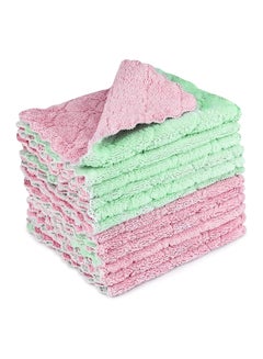 Buy 12 Pieces Premium Dish Cloths, Reusable Super Absorbent Coral Fleece Cleaning Kitchen Towel, Washable Fast Drying Dishcloths for Kitchen, Non Stick Oil Kitchen Dish Towels Set (11.02 x 6.30 inch) in Egypt