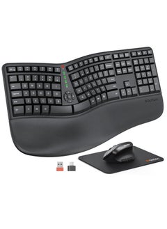 Buy MEETION Director-C Ergonomic Wireless Keyboard and Mouse, Ergo Keyboard with Vertical Mouse, Split Arch Keyboard with Cushioned Wrist Palm Rest, Natural Typing Rechargeable Full Size, Windows/Mac/Computer/Laptop in UAE