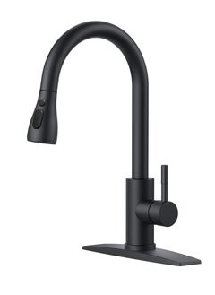 Buy Kitchen Faucets, Kitchen Faucet with Pull Down Sprayer, High Arc Single Handle Stainless Steel Sink Faucets 1 or 3 Hole, Kitchen Sink Faucets for Farmhouse Camper Laundry, Black in Saudi Arabia