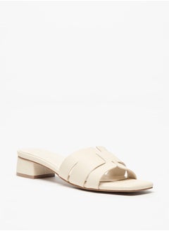 اشتري Solid Slip-On Sandals with Block Heels في الامارات