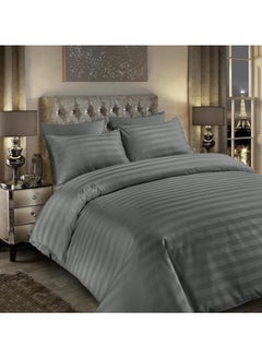 Buy Hotel striped double bed set consisting of 7 pieces microfiber in Saudi Arabia