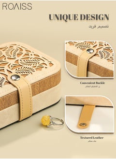 اشتري Elegant Brown and Beige Jewelry Storage Box Portable Lightweight Double Layer with Exquisite Hollow Carvings Multiple Compartments and Travel Friendly Design Women Desktop Rectangle Jewellery Box في الامارات