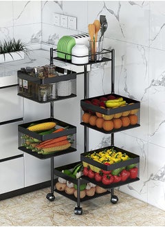 Buy 5-Tier Rotating Storage Rack Rotatable square shape Storage Shelf Vegetable And Fruits Storage Organizer Household Shelf For Kitchen And Living Room Bathroom Space Saving Multi-Purpose Rack in UAE