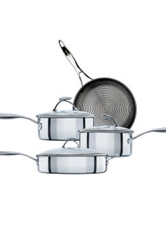 اشتري 4-Piece SteelShield Non-Stick Stainless Steel Saucepan Set With Lids في الامارات