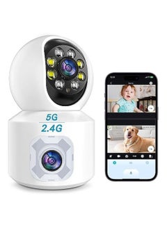 Buy smart wifi Camera, Dual Lens Baby Camera Monitor WiFi with Smartphone 360° View, Cameras for Home Security with AI Motion Detection, Human Auto Tracking, Color Night Vision, 2-Way Audio in UAE