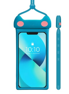 Buy Universal Waterproof Phone Pouch with Lanyard Cell Phone IP8X Diving Outdoor Beach Floating Underwater 7.0In Lovely Phone Case Dry Bag 3D Seamless HD TPU Dustproof Touch for iPhone Mew, Blue in UAE