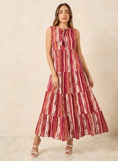 Buy All Over Print Sleeveless Tiered Maxi Dress in Saudi Arabia