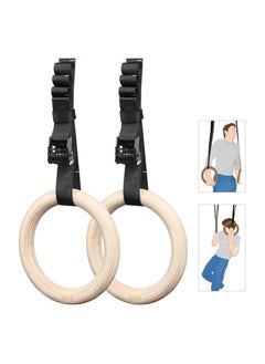 Buy SportQ®Gymnastics Rings, Professional Olympic Wooden Gymnastics Rings with 5M Adjustable Buckle Straps; Anti-Slip Training Rings with Scale and Exercise Rings for Gymnastics, Bodybuilding, Pull Up in Egypt