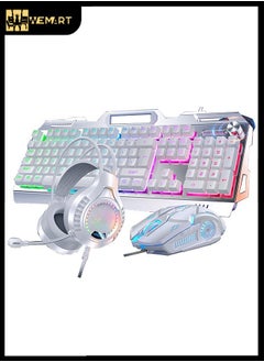 Buy 3-Piece Esports Game Keyboard And Mouse Earphones White in Saudi Arabia