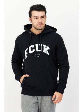 Buy Men Hooded Brand Logo Long Sleeve Sweatshirt, Navy/White in UAE