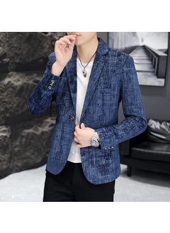 Buy Mens Slim Korean Fashion Blazer Autumn Casual Trendy JacketBlue Blue in Saudi Arabia