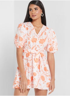 Buy Printed Tied Detail Dress in Saudi Arabia